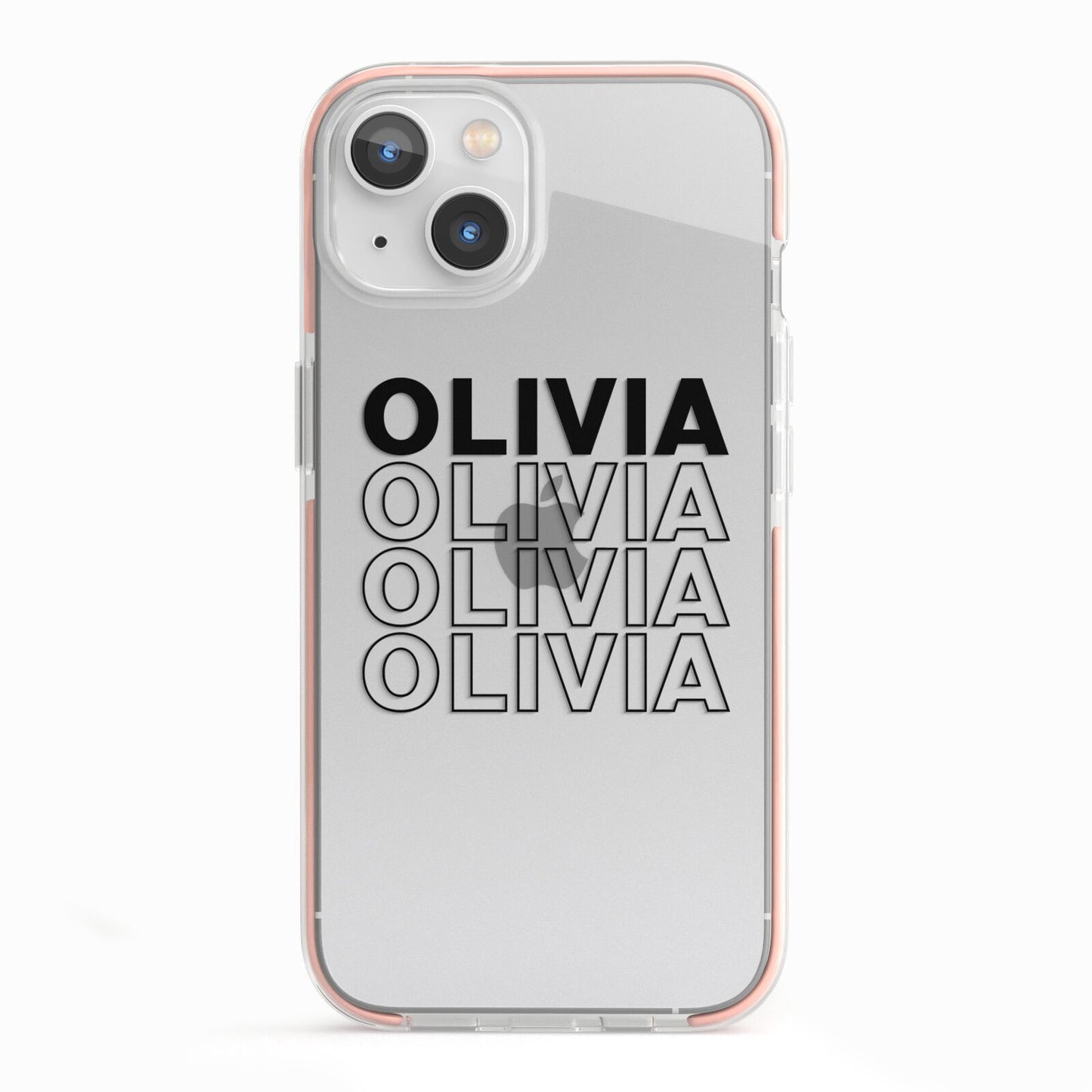 Custom Repeat Name iPhone 13 TPU Impact Case with Pink Edges