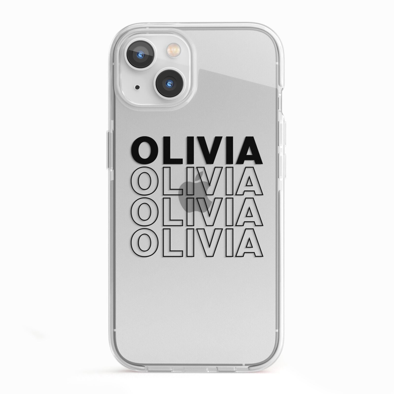 Custom Repeat Name iPhone 13 TPU Impact Case with White Edges