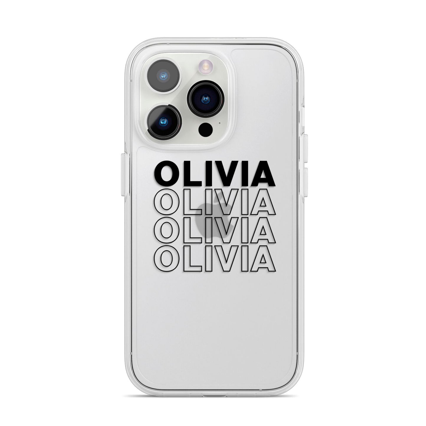 Custom Repeat Name iPhone 14 Pro Clear Tough Case Silver