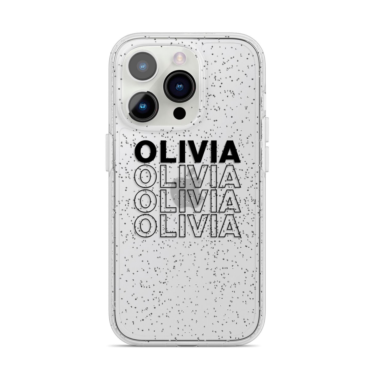 Custom Repeat Name iPhone 14 Pro Glitter Tough Case Silver