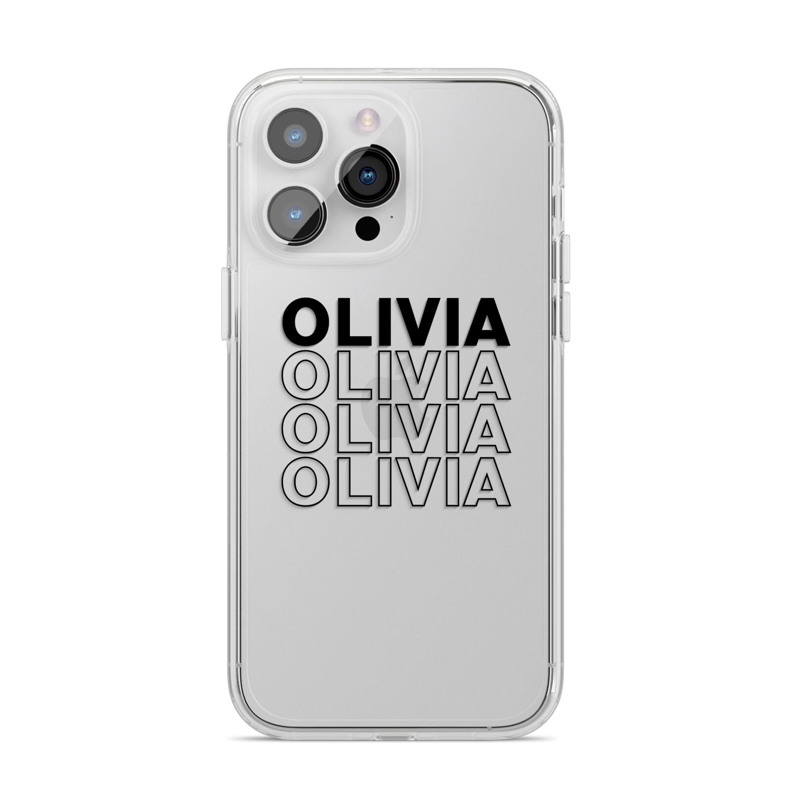 Custom Repeat Name iPhone 14 Pro Max Clear Tough Case Silver