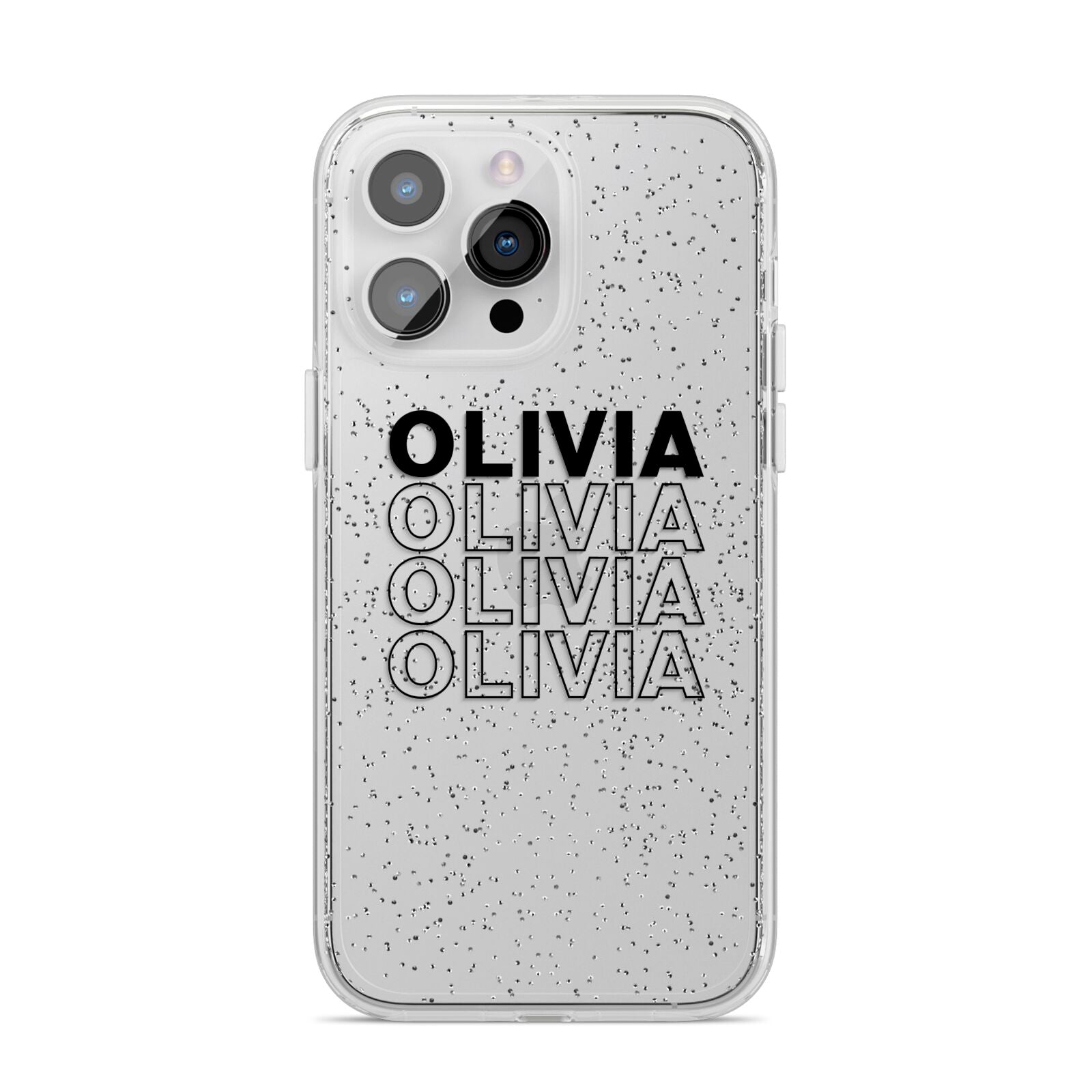 Custom Repeat Name iPhone 14 Pro Max Glitter Tough Case Silver