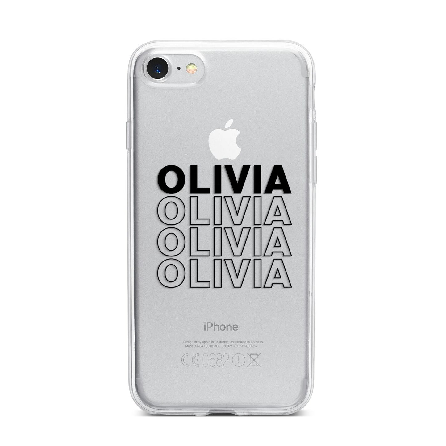 Custom Repeat Name iPhone 7 Bumper Case on Silver iPhone