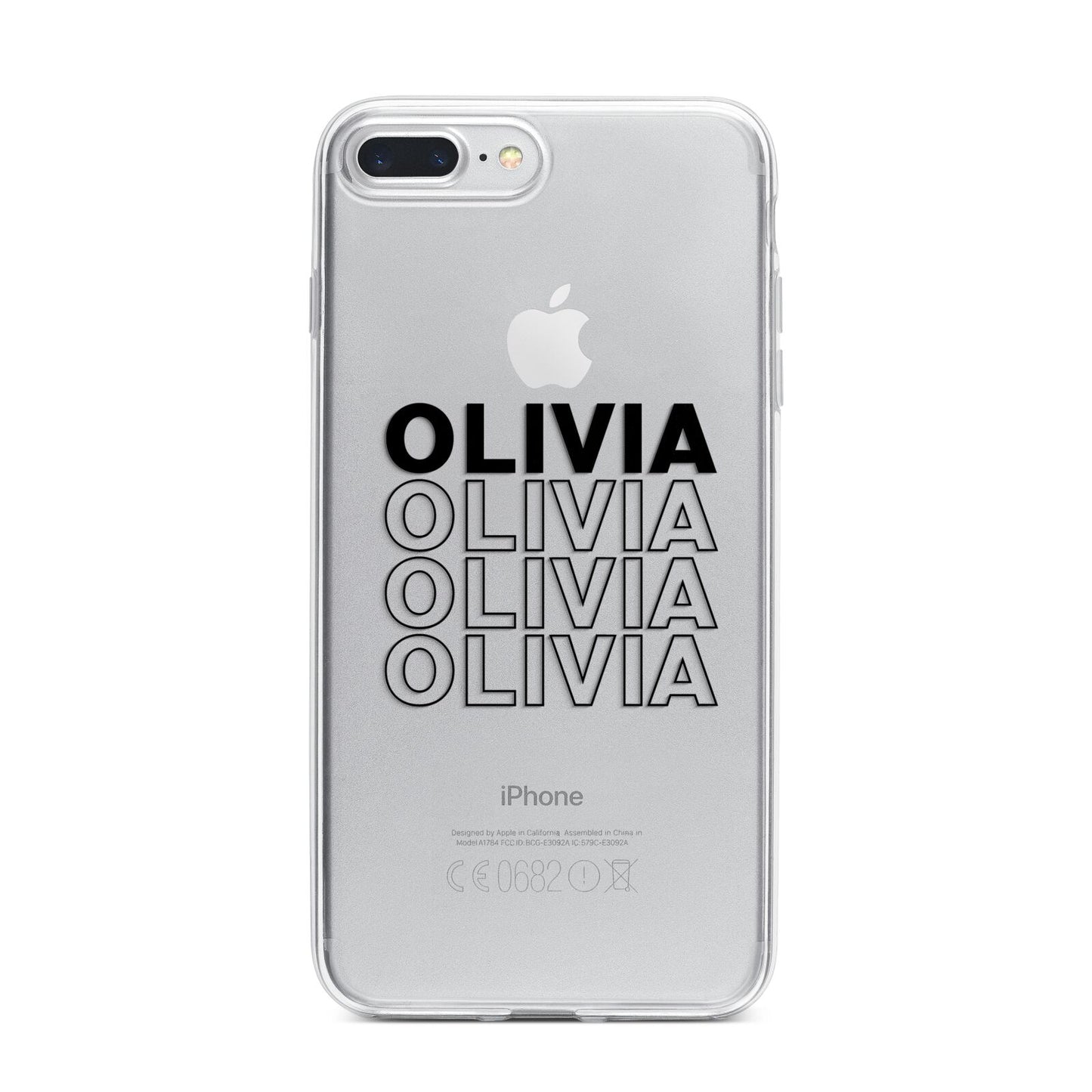 Custom Repeat Name iPhone 7 Plus Bumper Case on Silver iPhone