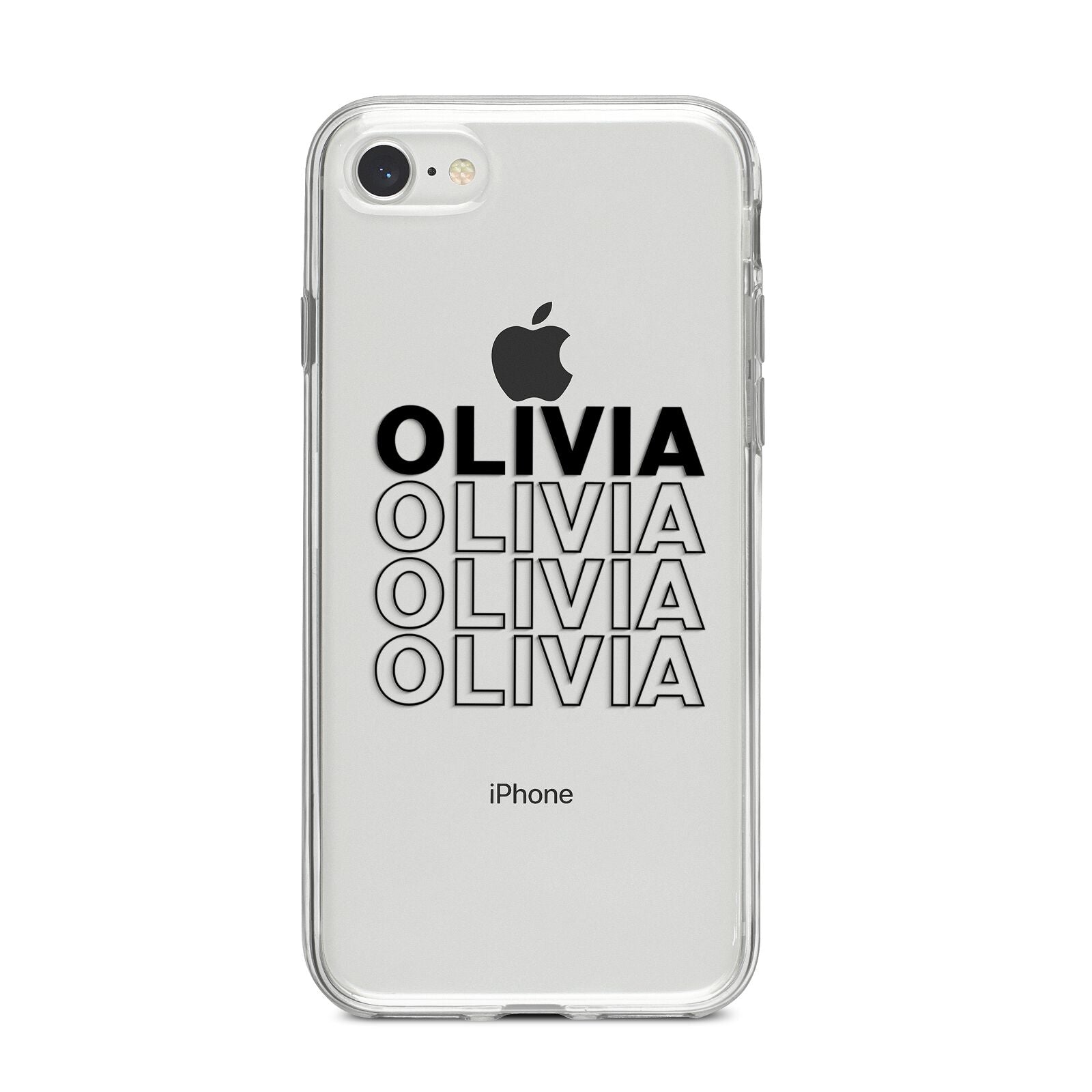 Custom Repeat Name iPhone 8 Bumper Case on Silver iPhone