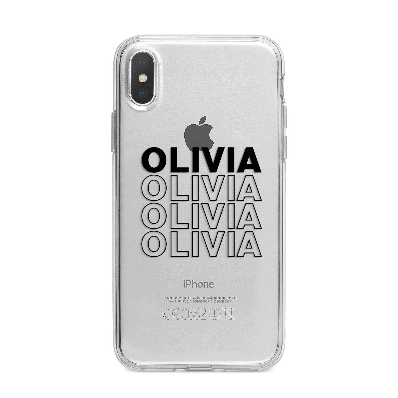 Custom Repeat Name iPhone X Bumper Case on Silver iPhone Alternative Image 1