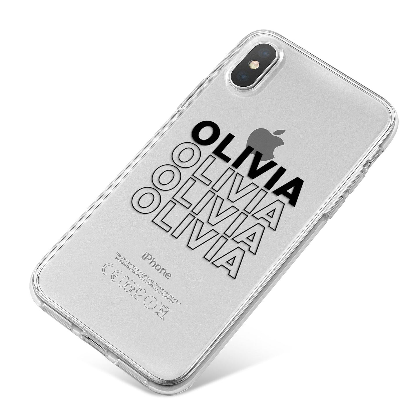 Custom Repeat Name iPhone X Bumper Case on Silver iPhone