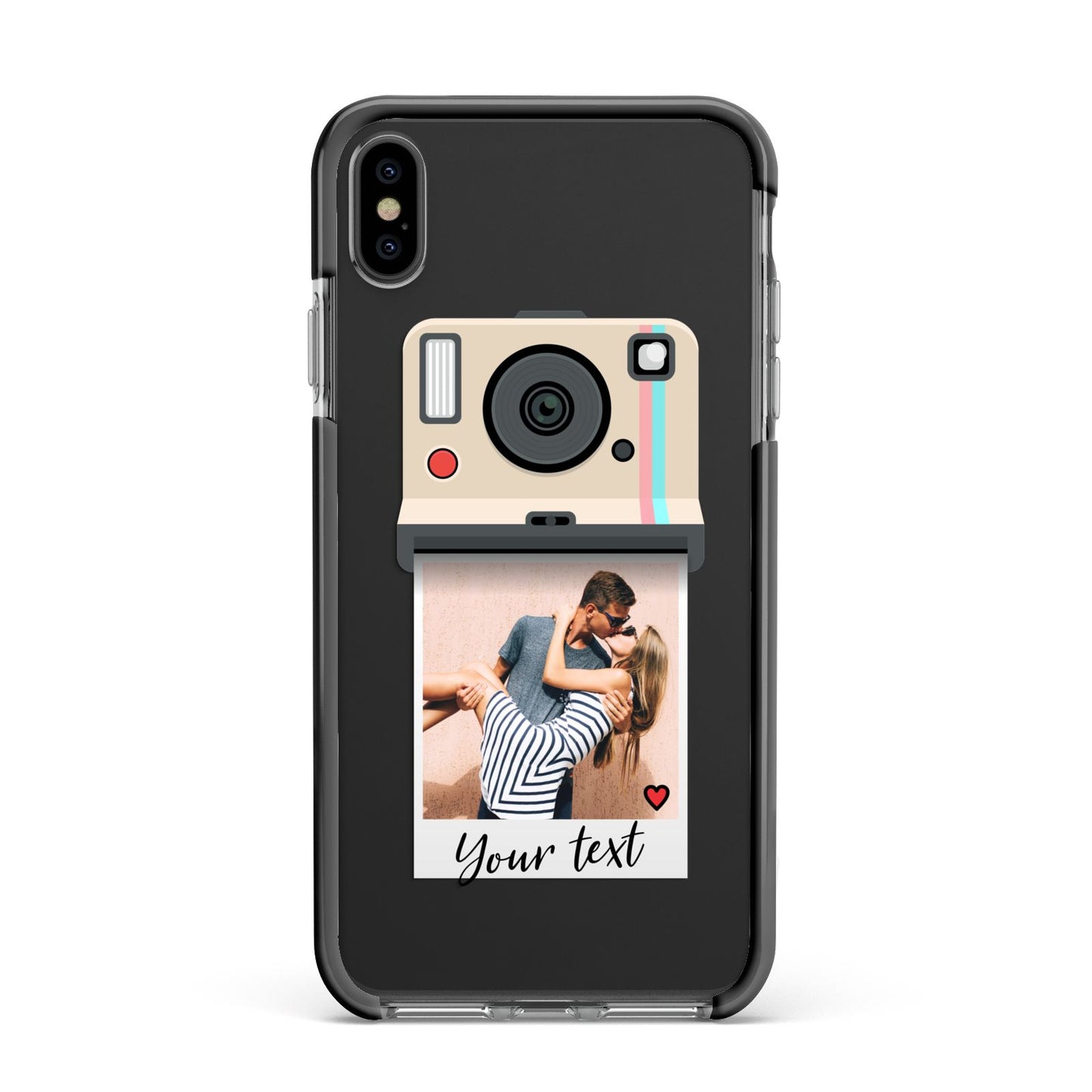 Custom Retro Photo Apple iPhone Xs Max Impact Case Black Edge on Black Phone