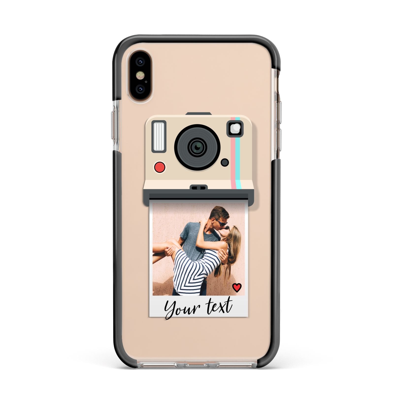 Custom Retro Photo Apple iPhone Xs Max Impact Case Black Edge on Gold Phone