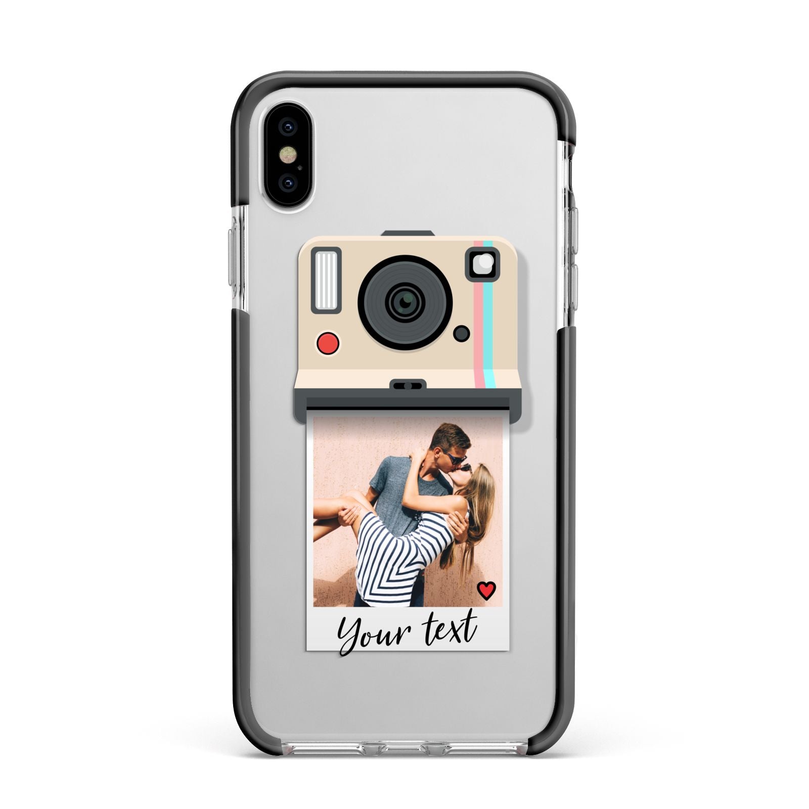 Custom Retro Photo Apple iPhone Xs Max Impact Case Black Edge on Silver Phone