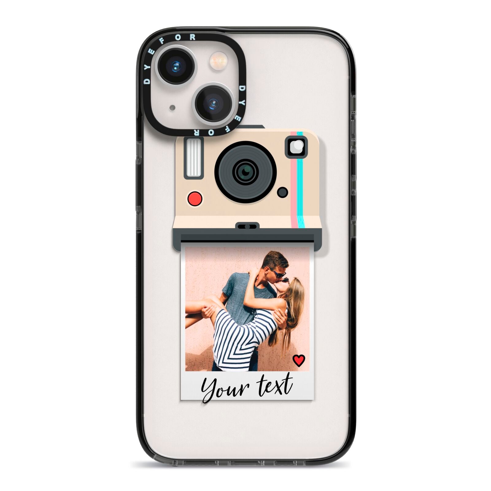 Custom Retro Photo iPhone 13 Black Impact Case on Silver phone