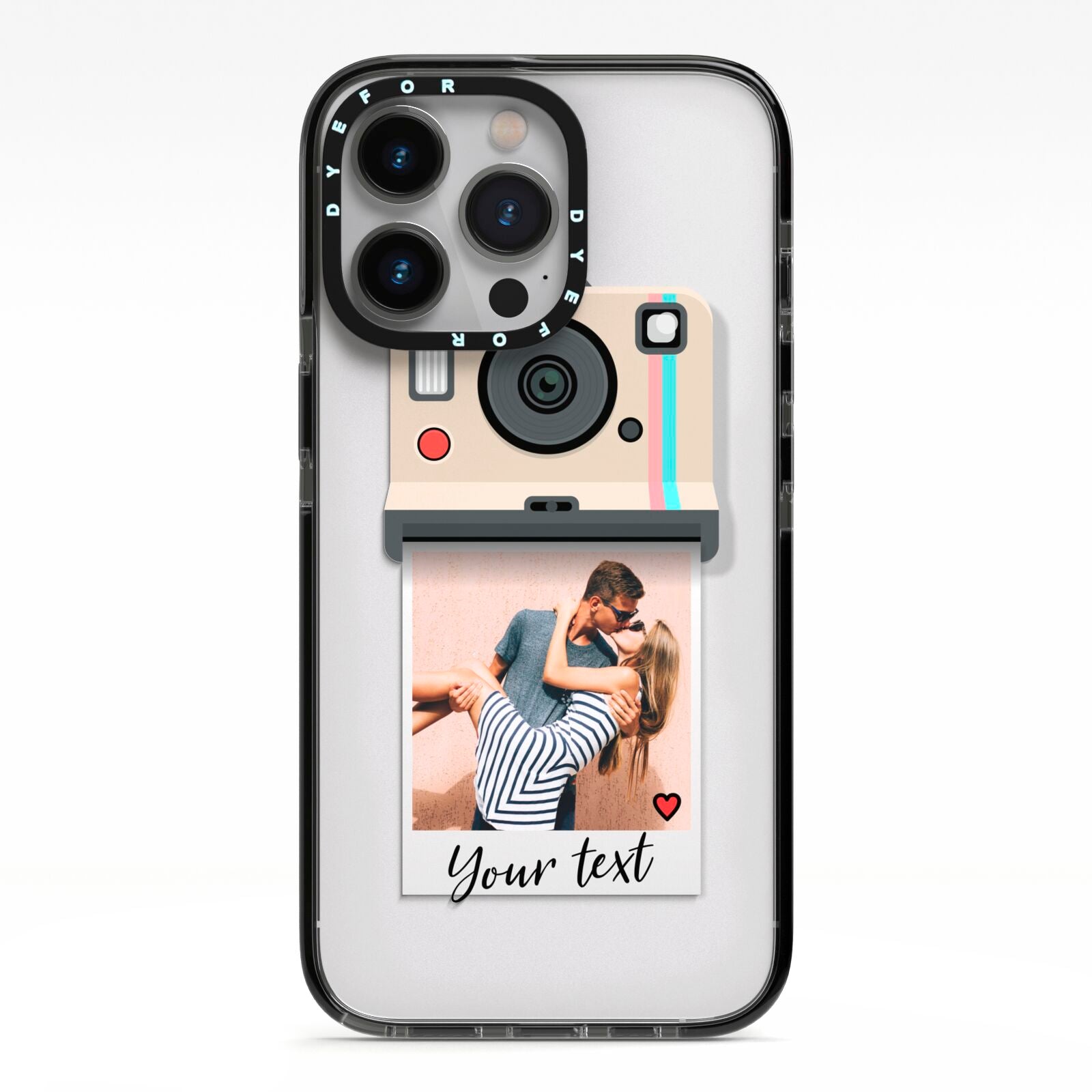 Custom Retro Photo iPhone 13 Pro Black Impact Case on Silver phone