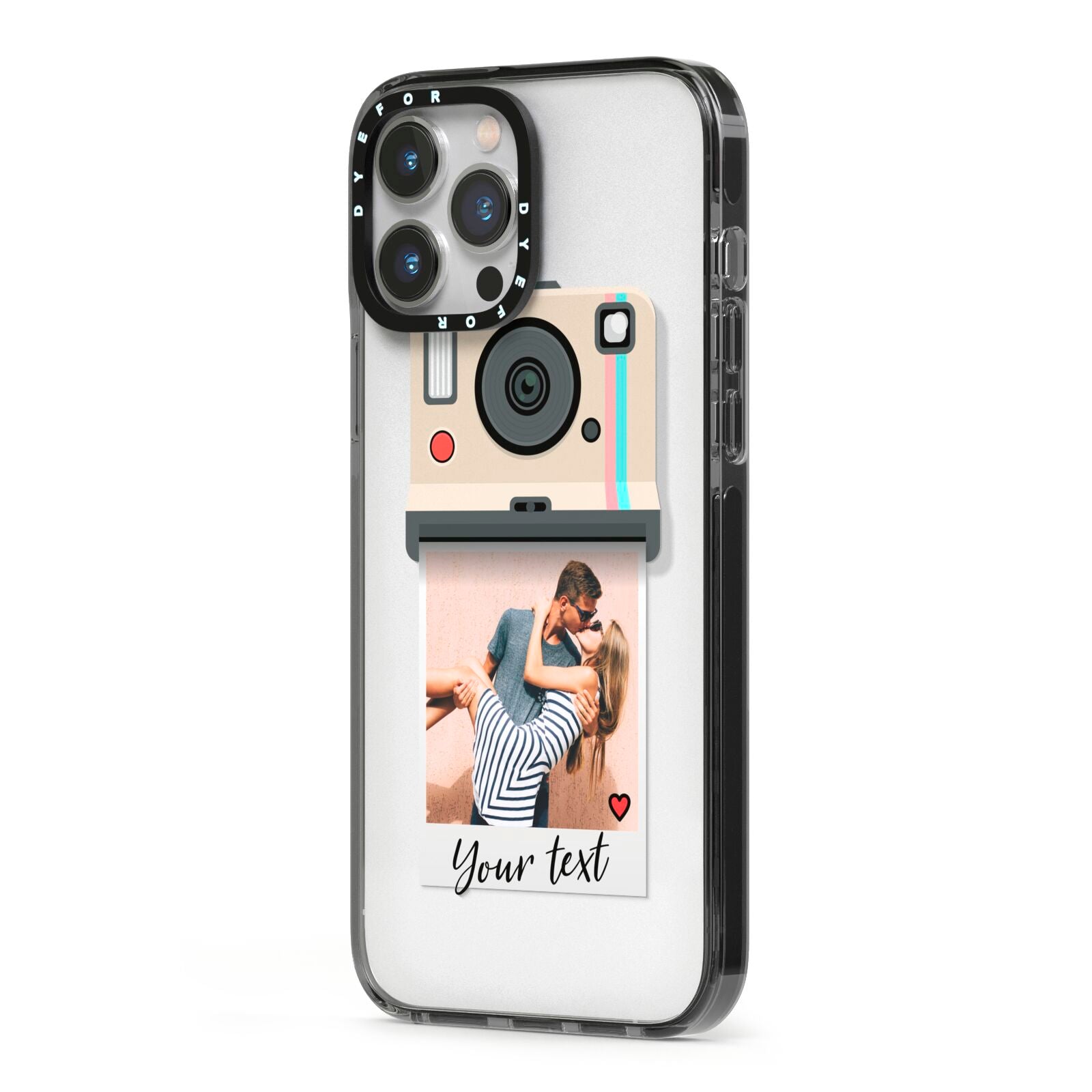 Custom Retro Photo iPhone 13 Pro Max Black Impact Case Side Angle on Silver phone