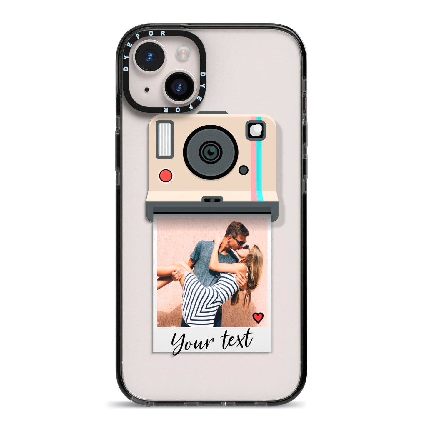 Custom Retro Photo iPhone 14 Plus Black Impact Case on Silver phone