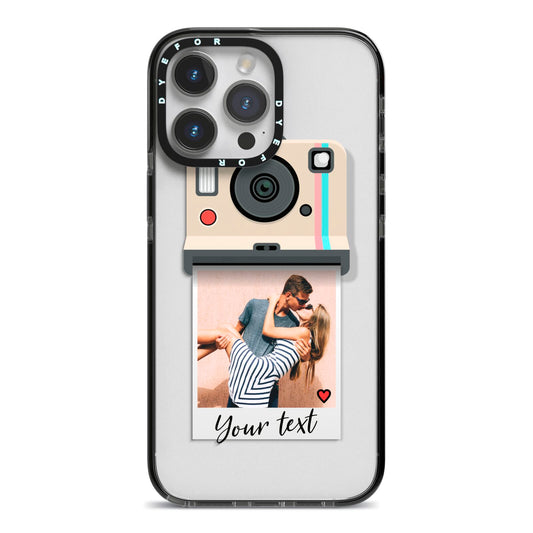 Custom Retro Photo iPhone 14 Pro Max Black Impact Case on Silver phone