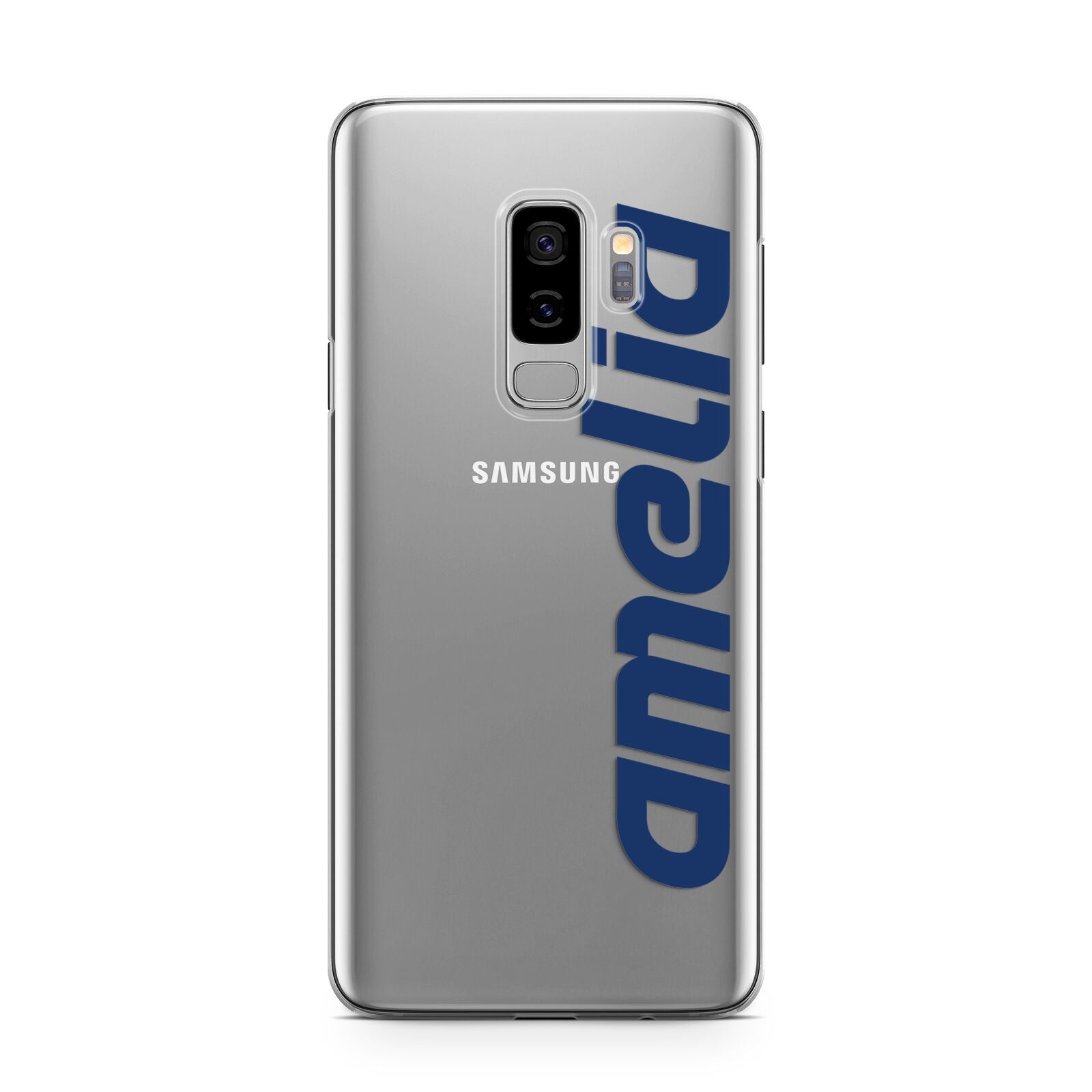 Custom Sci Fi Text Samsung Galaxy S9 Plus Case on Silver phone