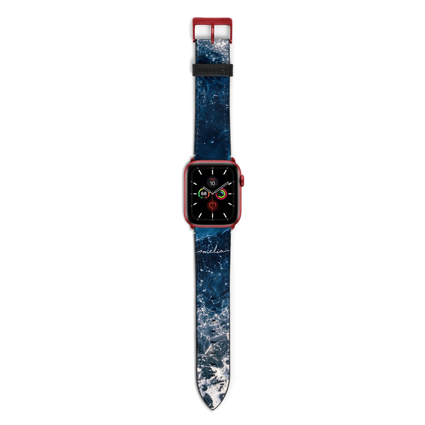 Custom Sea Apple Watch Strap with Red Hardware