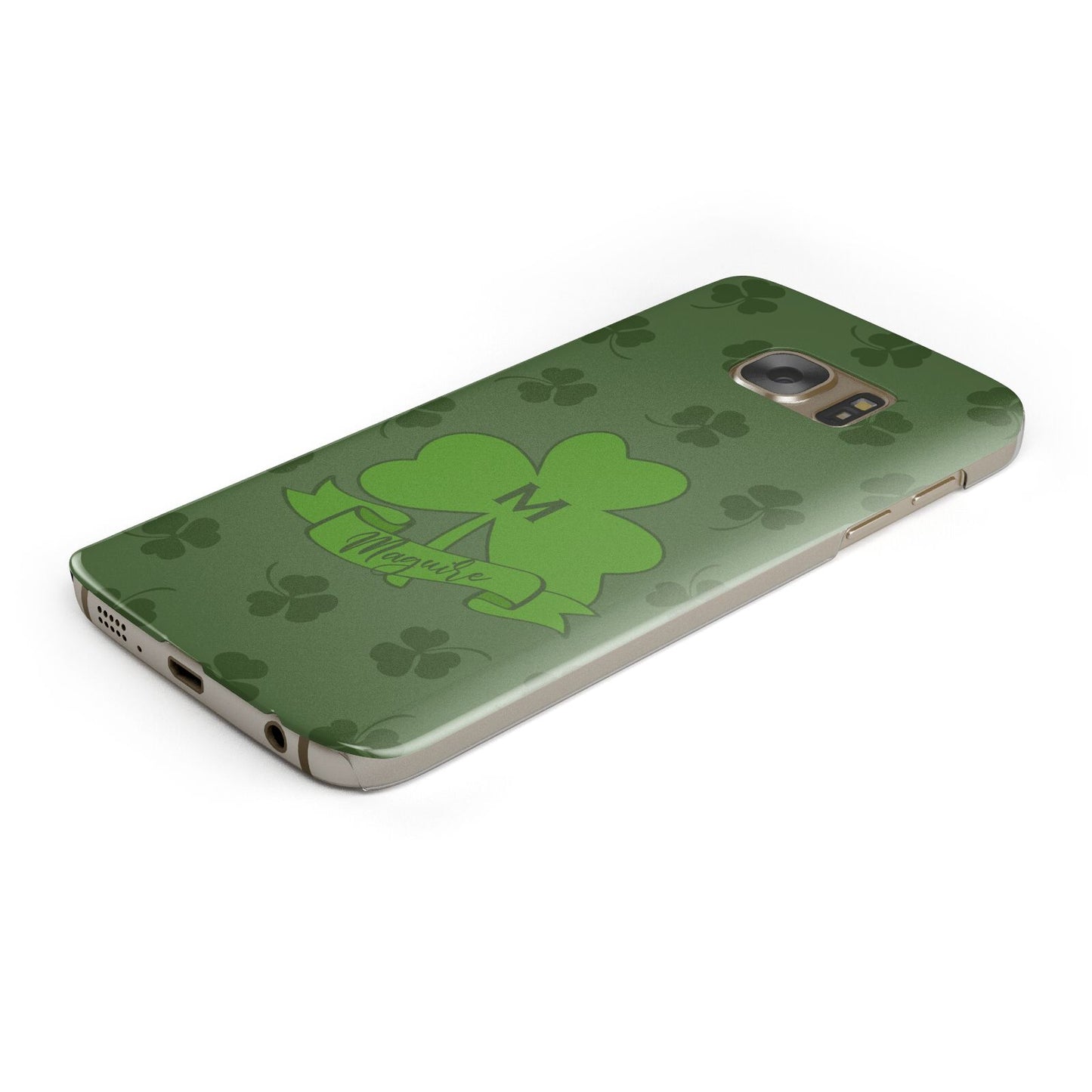 Custom Shamrock Protective Samsung Galaxy Case Angled Image