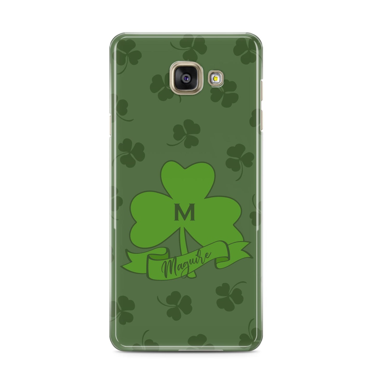 Custom Shamrock Samsung Galaxy A3 2016 Case on gold phone