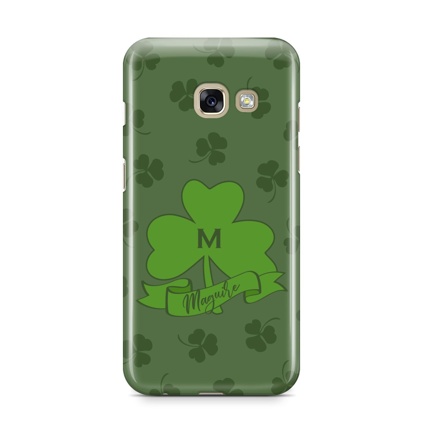 Custom Shamrock Samsung Galaxy A3 2017 Case on gold phone