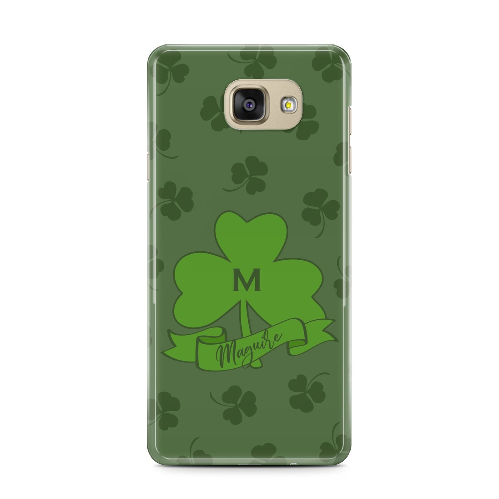 Custom Shamrock Samsung Galaxy A7 2016 Case on gold phone