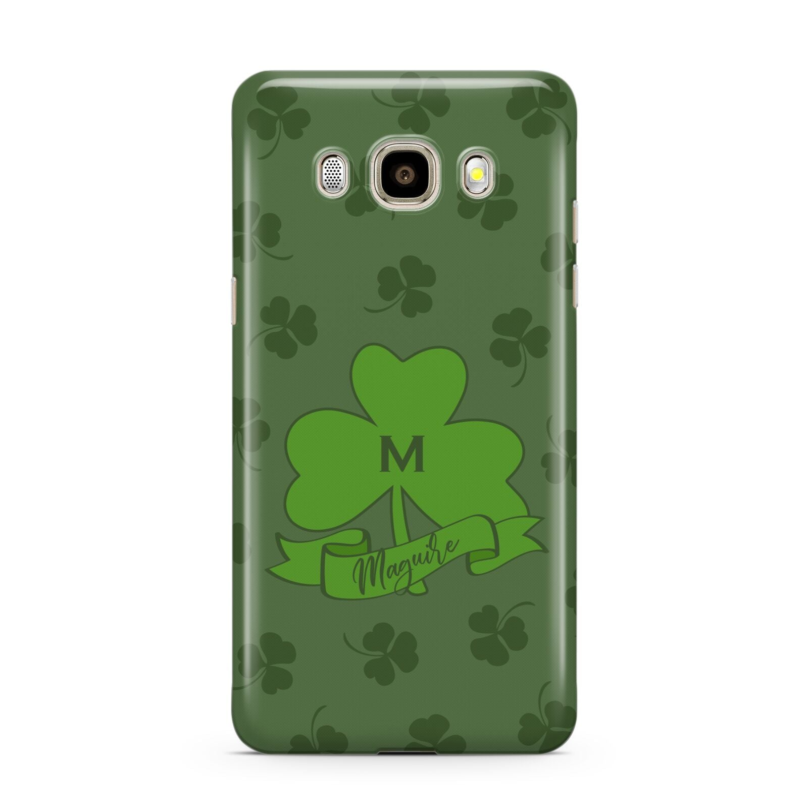 Custom Shamrock Samsung Galaxy J7 2016 Case on gold phone