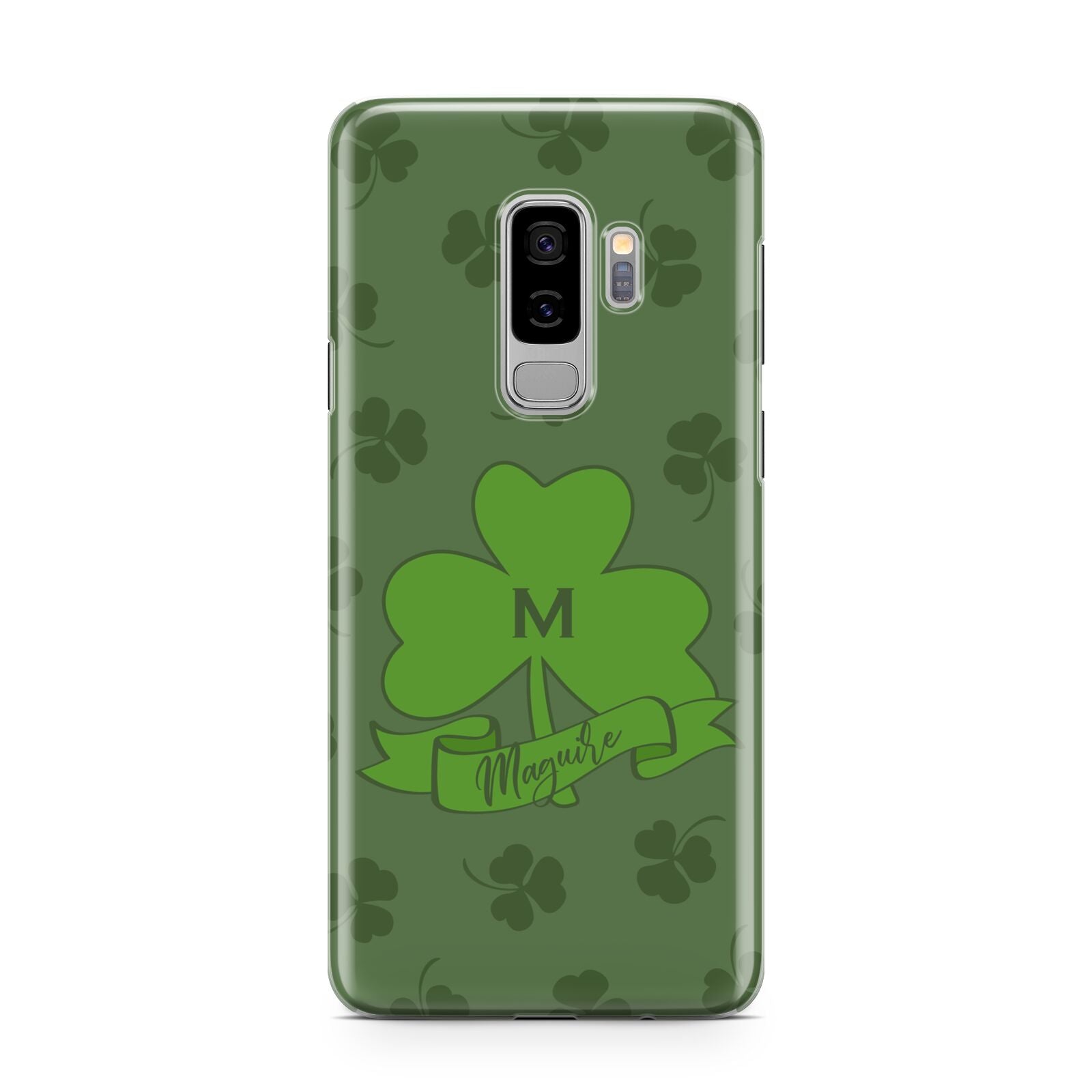 Custom Shamrock Samsung Galaxy S9 Plus Case on Silver phone