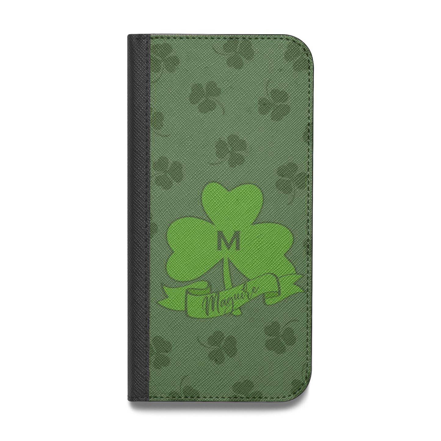 Custom Shamrock Vegan Leather Flip iPhone Case