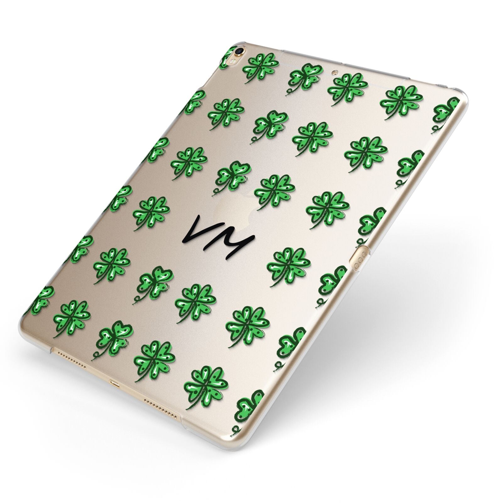 Custom Shamrocks Apple iPad Case on Gold iPad Side View