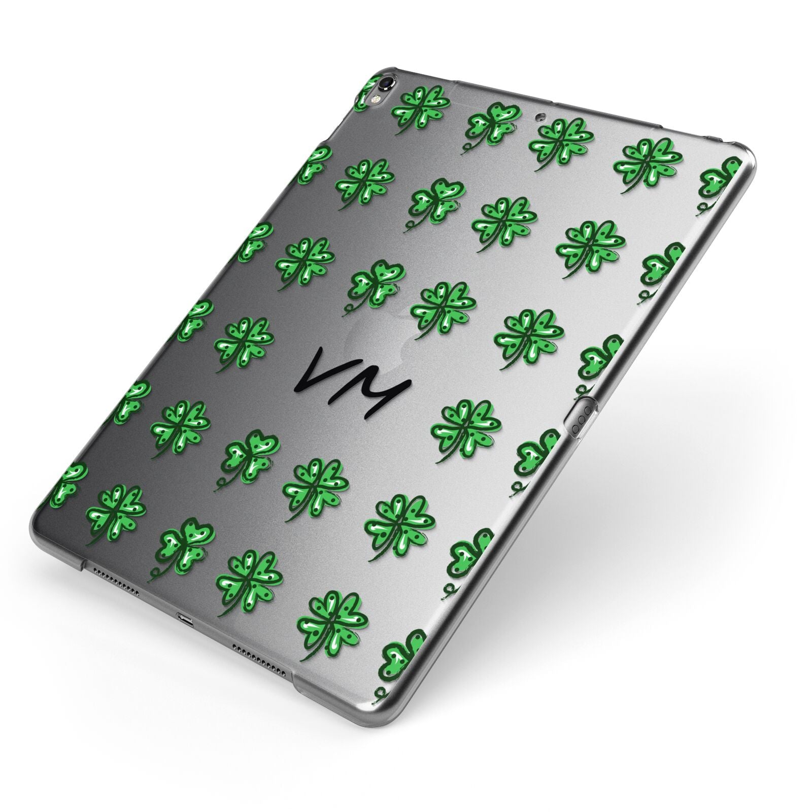 Custom Shamrocks Apple iPad Case on Grey iPad Side View