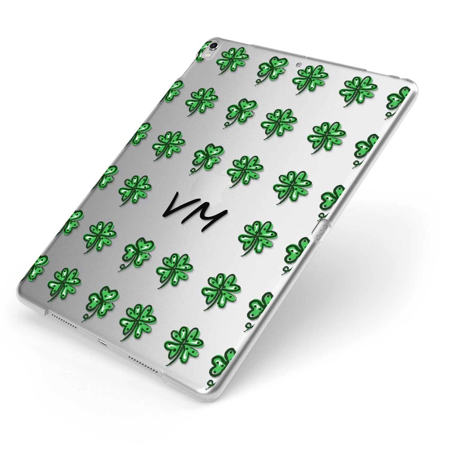 Custom Shamrocks Apple iPad Case on Silver iPad Side View