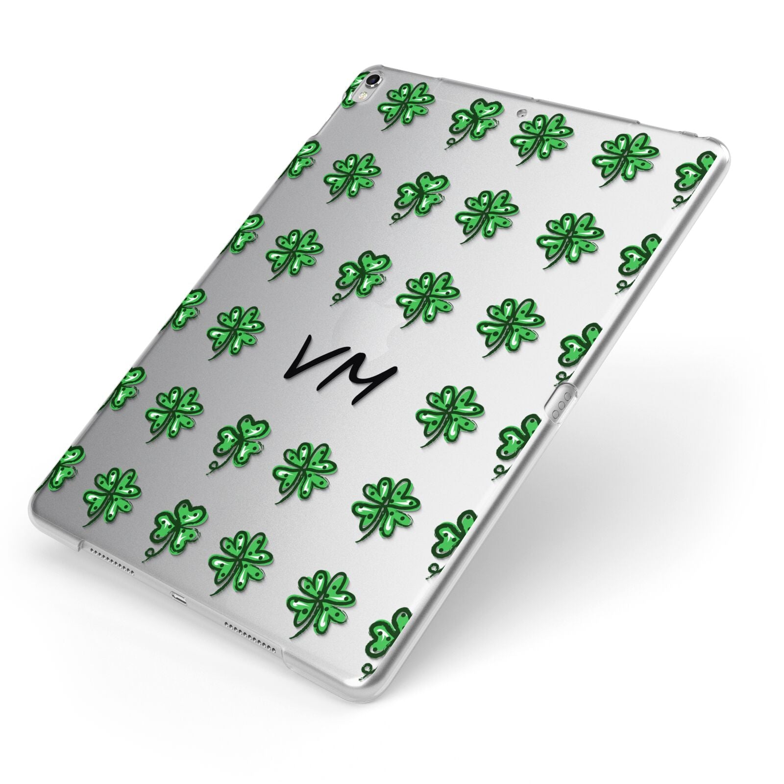 Custom Shamrocks Apple iPad Case on Silver iPad Side View