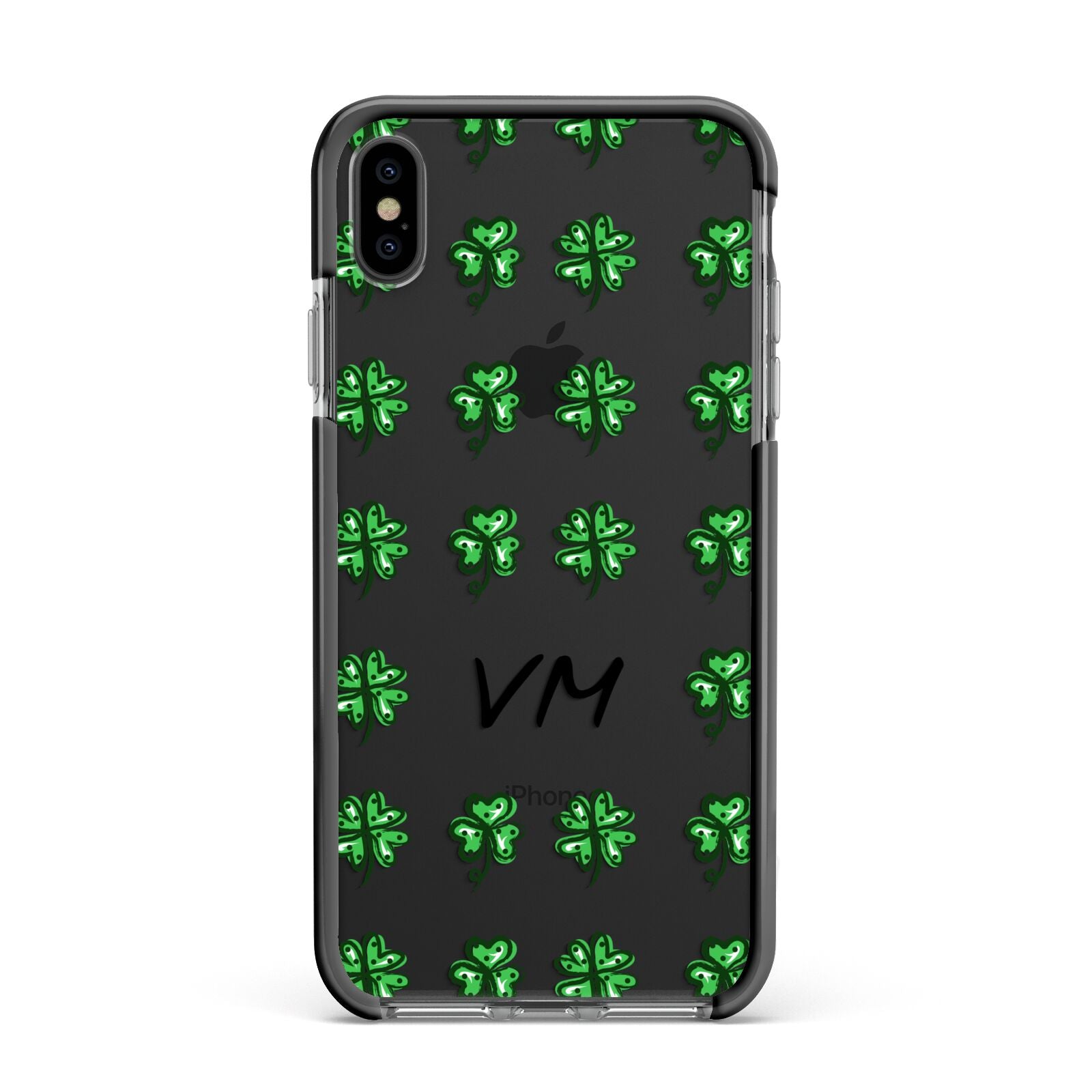 Custom Shamrocks Apple iPhone Xs Max Impact Case Black Edge on Black Phone