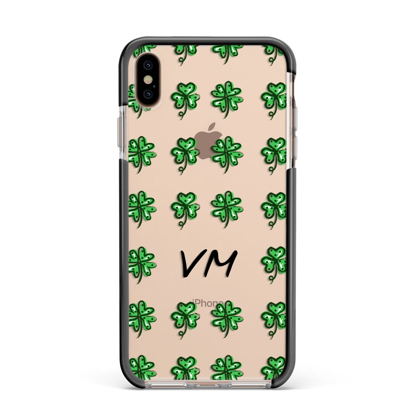 Custom Shamrocks Apple iPhone Xs Max Impact Case Black Edge on Gold Phone