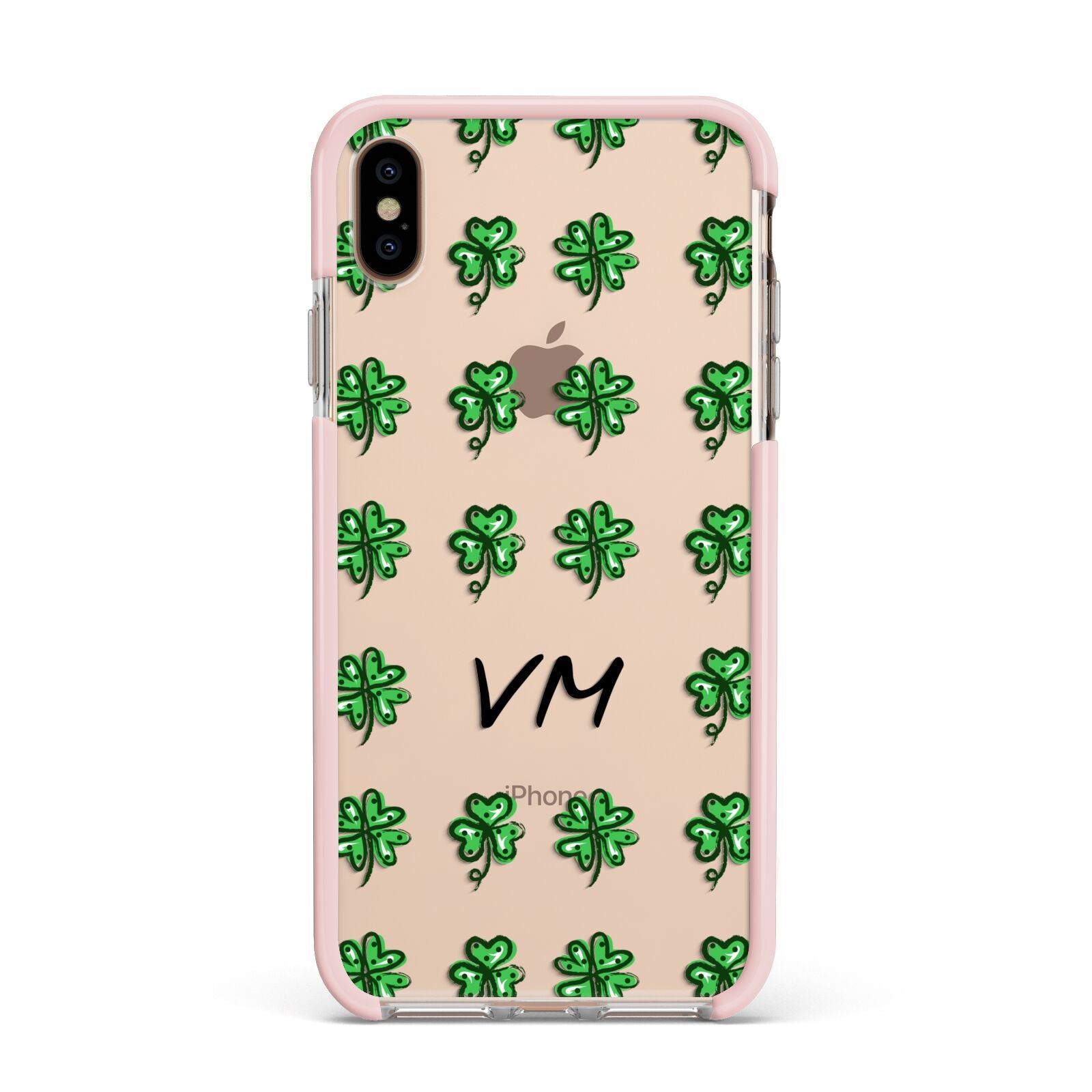 Custom Shamrocks Apple iPhone Xs Max Impact Case Pink Edge on Gold Phone