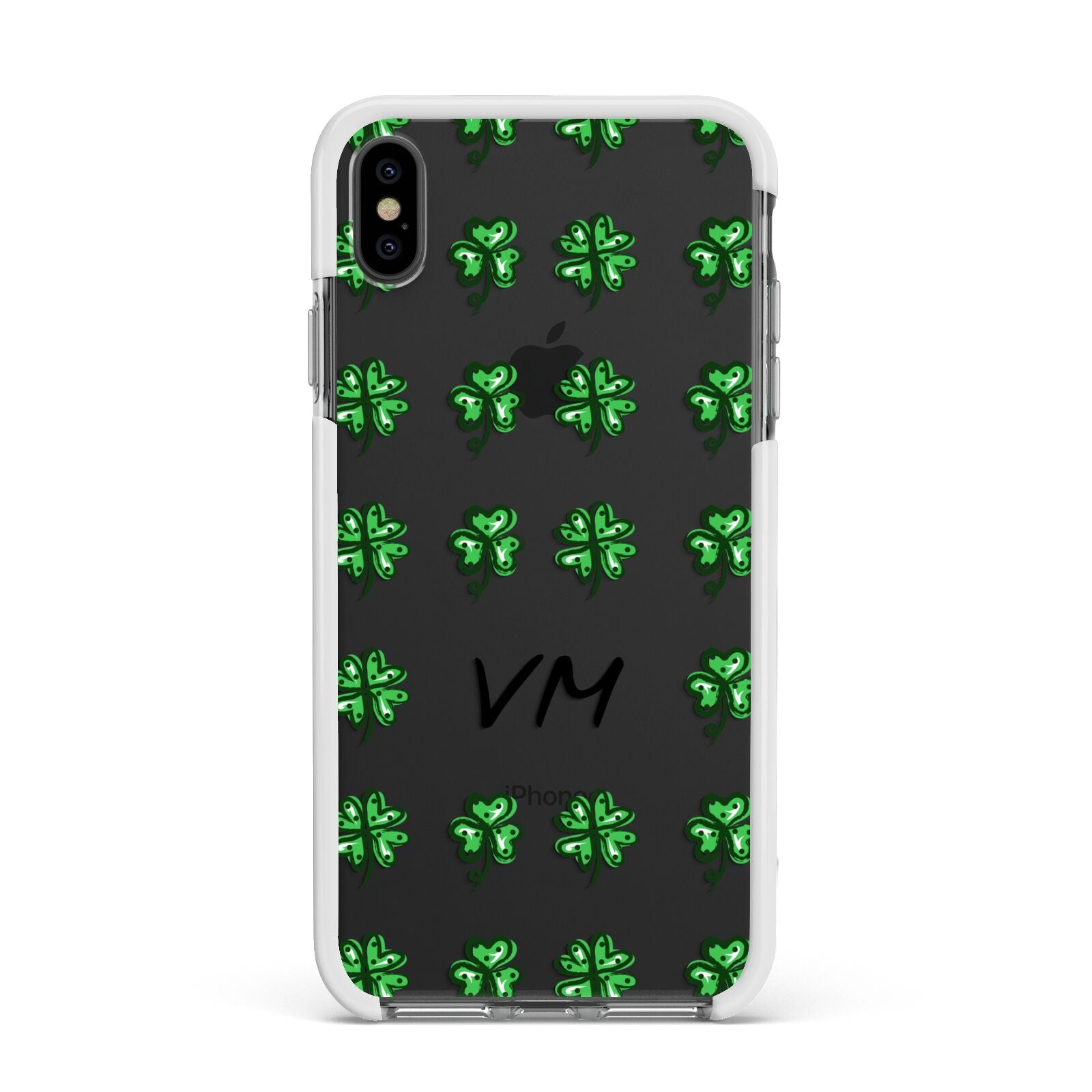 Custom Shamrocks Apple iPhone Xs Max Impact Case White Edge on Black Phone