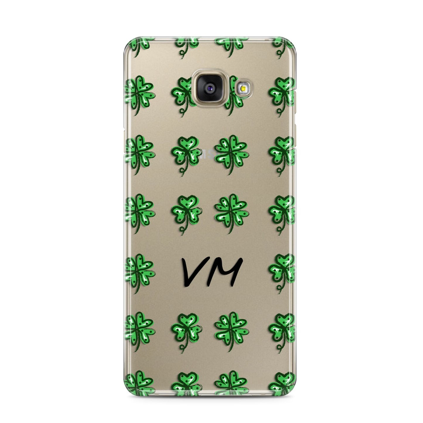 Custom Shamrocks Samsung Galaxy A3 2016 Case on gold phone