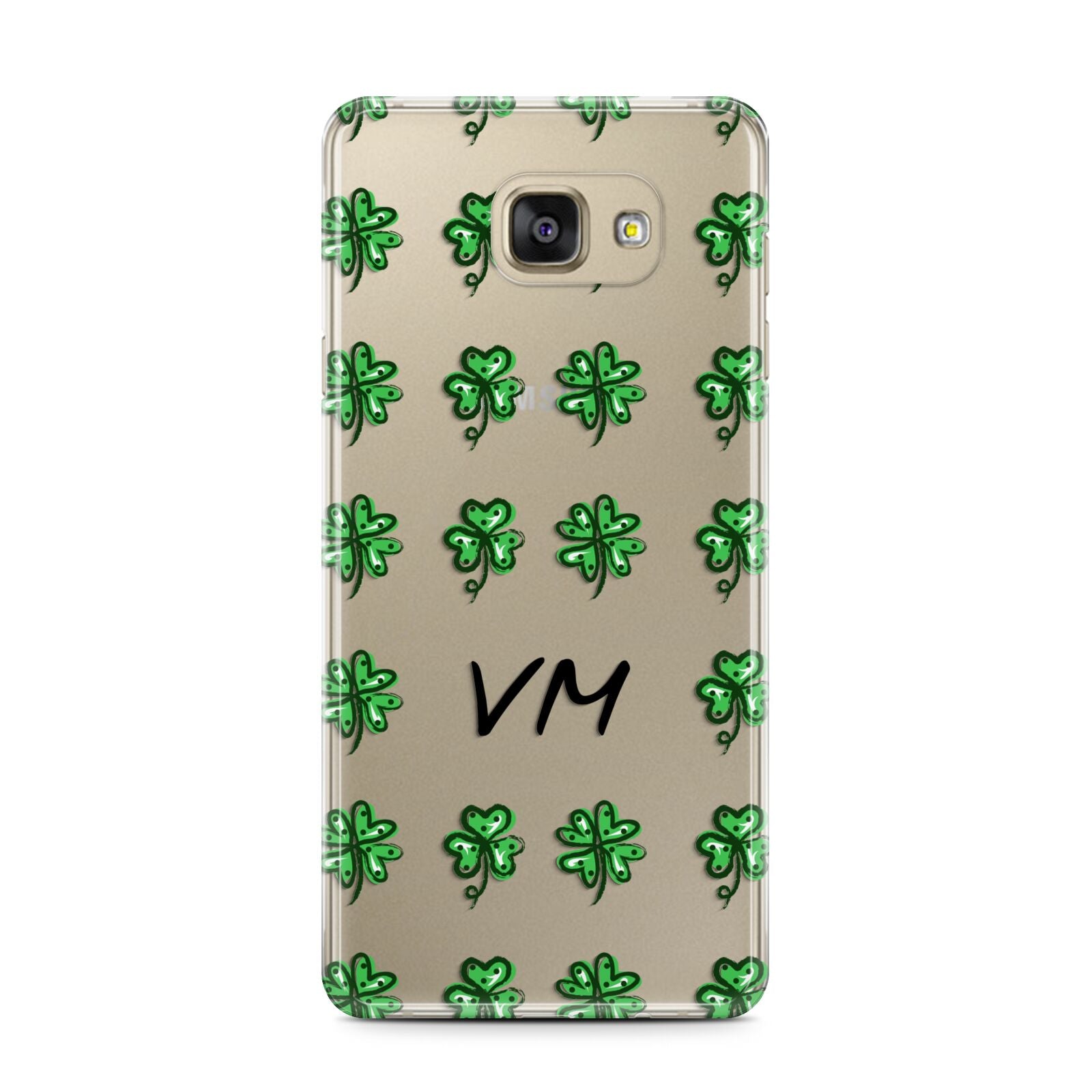 Custom Shamrocks Samsung Galaxy A7 2016 Case on gold phone