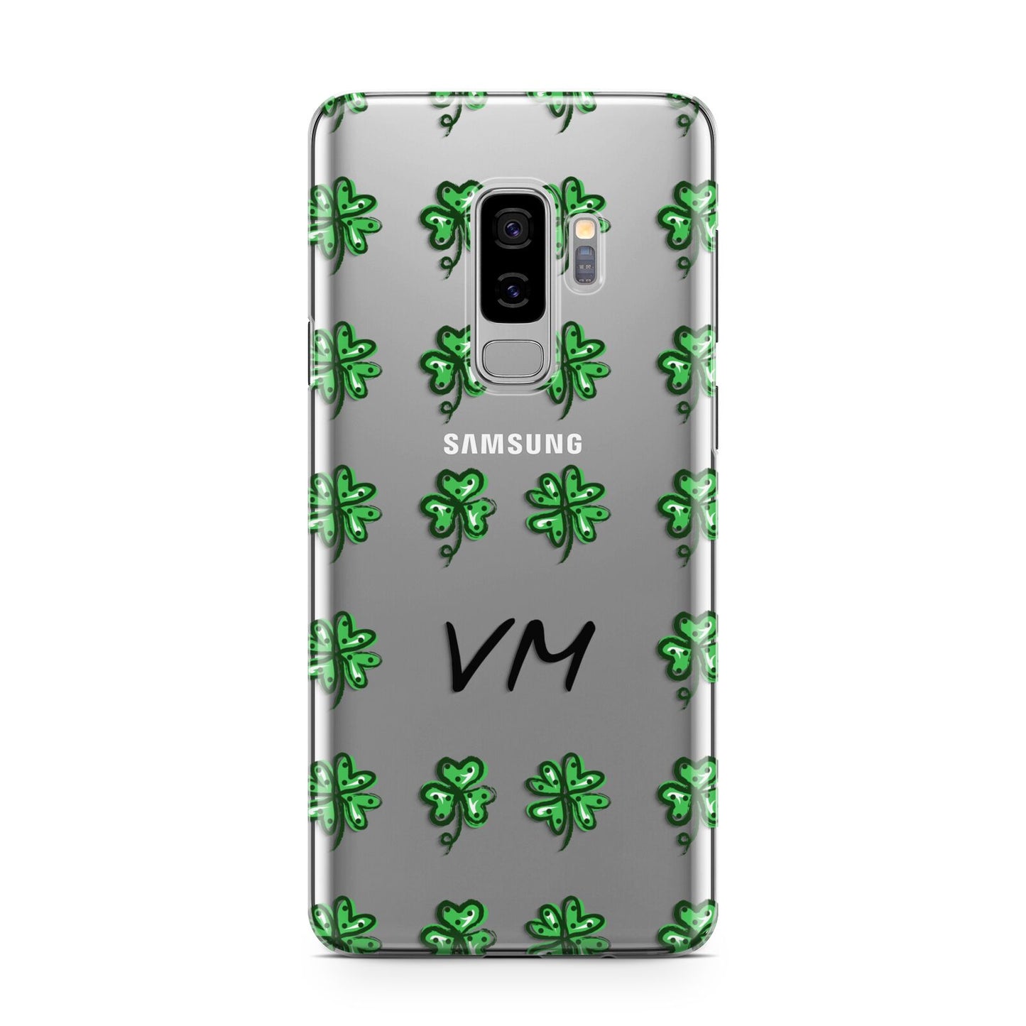 Custom Shamrocks Samsung Galaxy S9 Plus Case on Silver phone