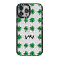 Custom Shamrocks iPhone 13 Pro Max Black Impact Case on Silver phone