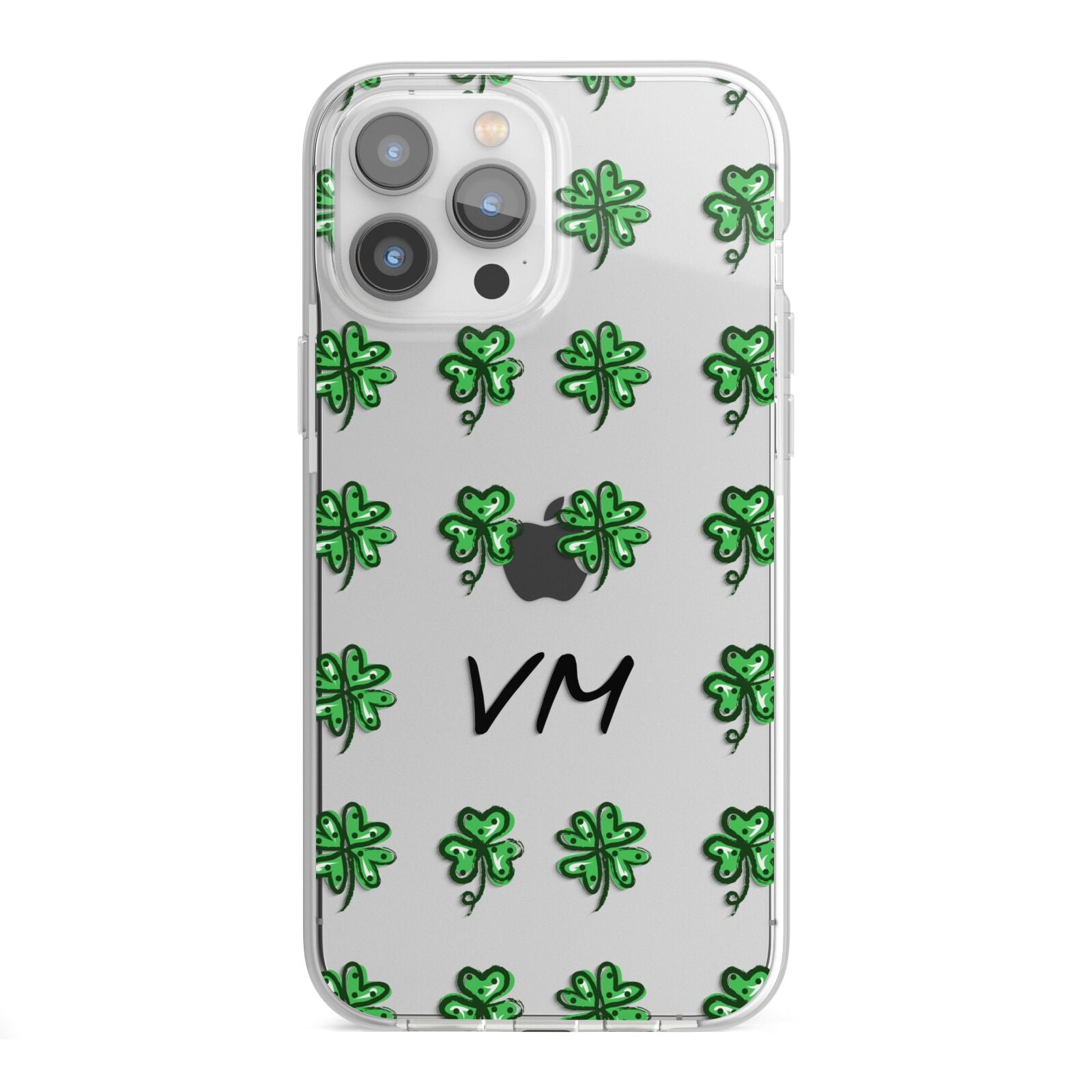 Custom Shamrocks iPhone 13 Pro Max TPU Impact Case with White Edges