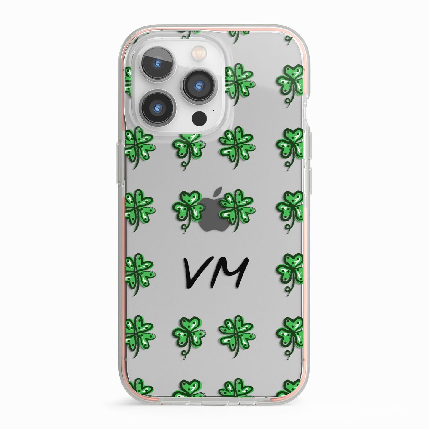 Custom Shamrocks iPhone 13 Pro TPU Impact Case with Pink Edges