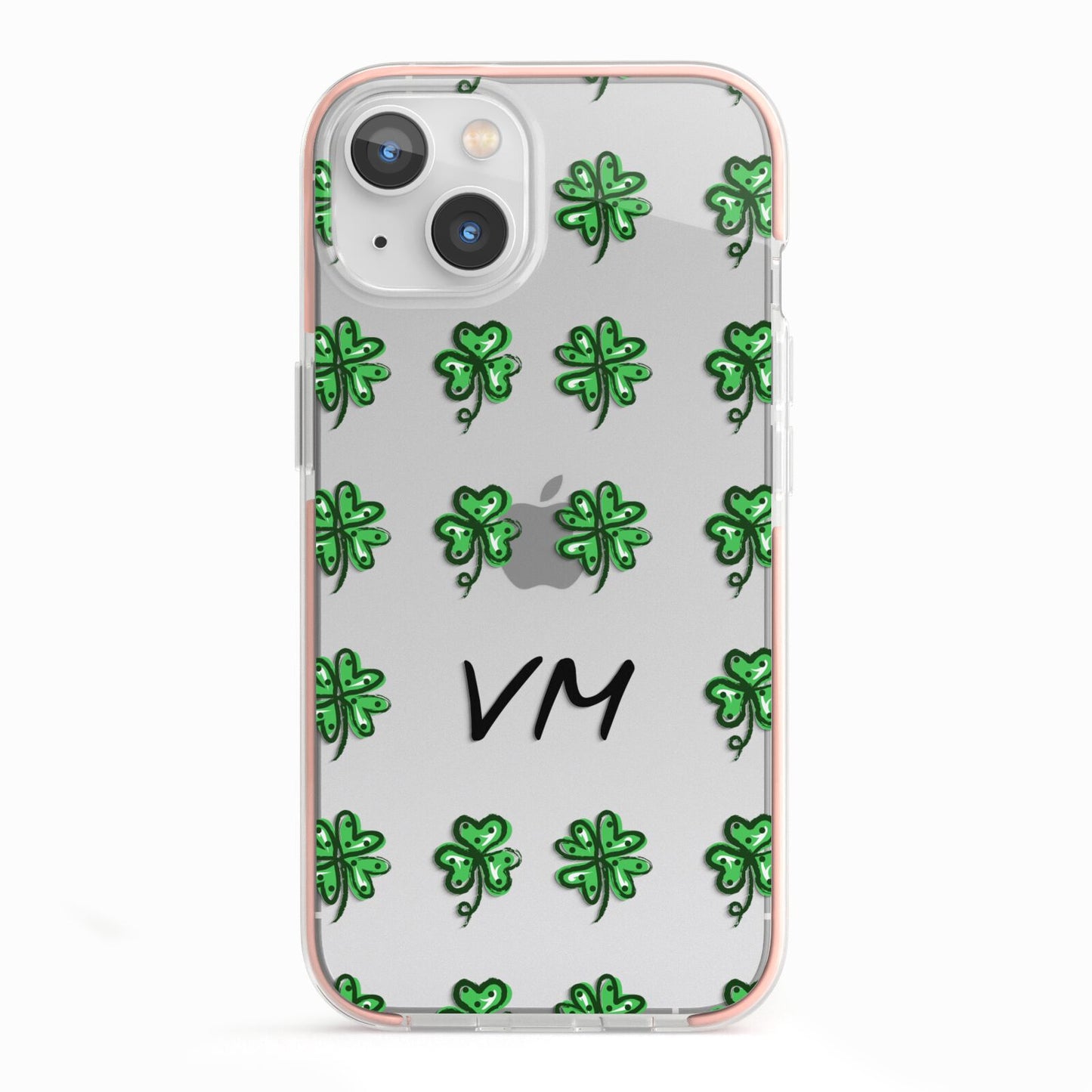 Custom Shamrocks iPhone 13 TPU Impact Case with Pink Edges