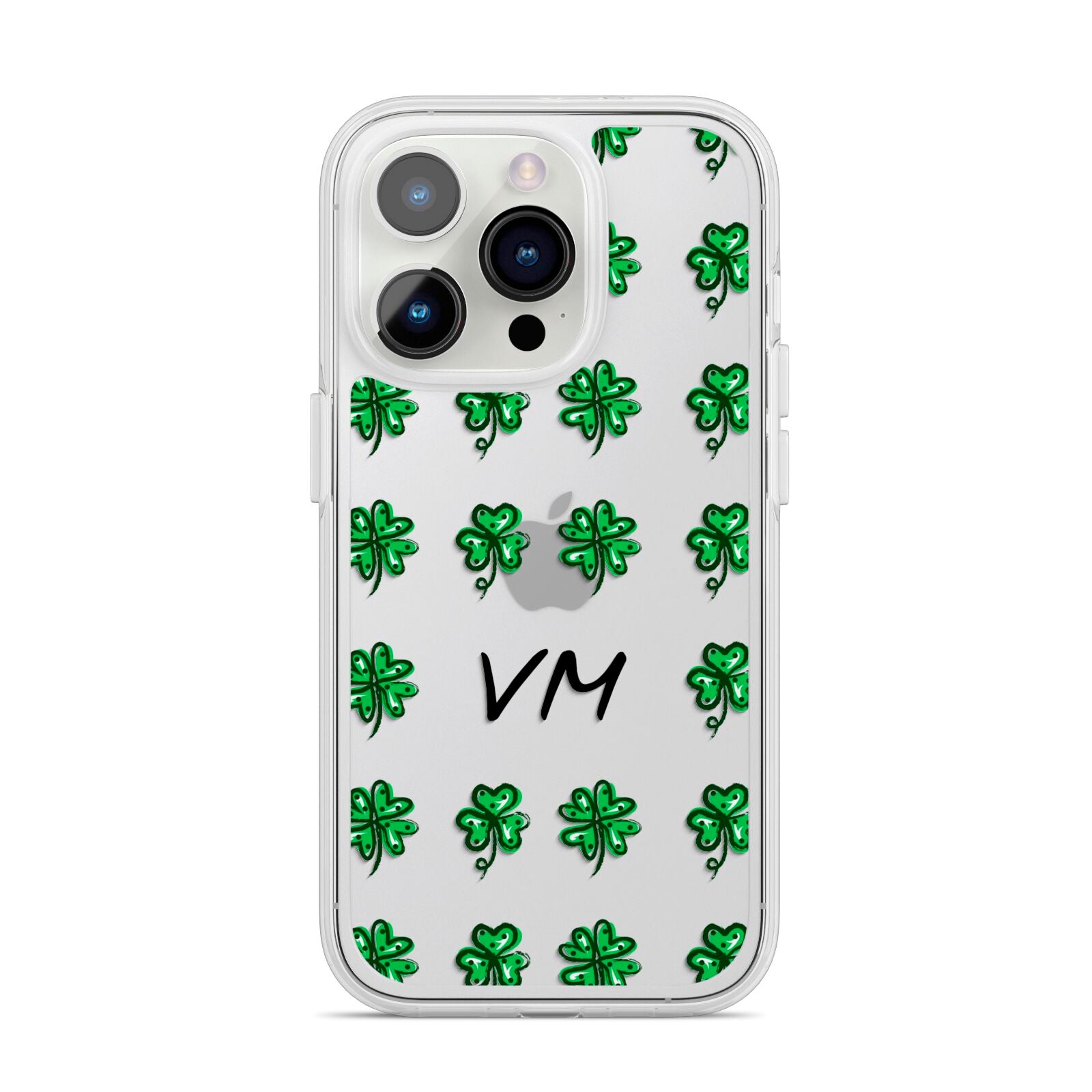 Custom Shamrocks iPhone 14 Pro Clear Tough Case Silver