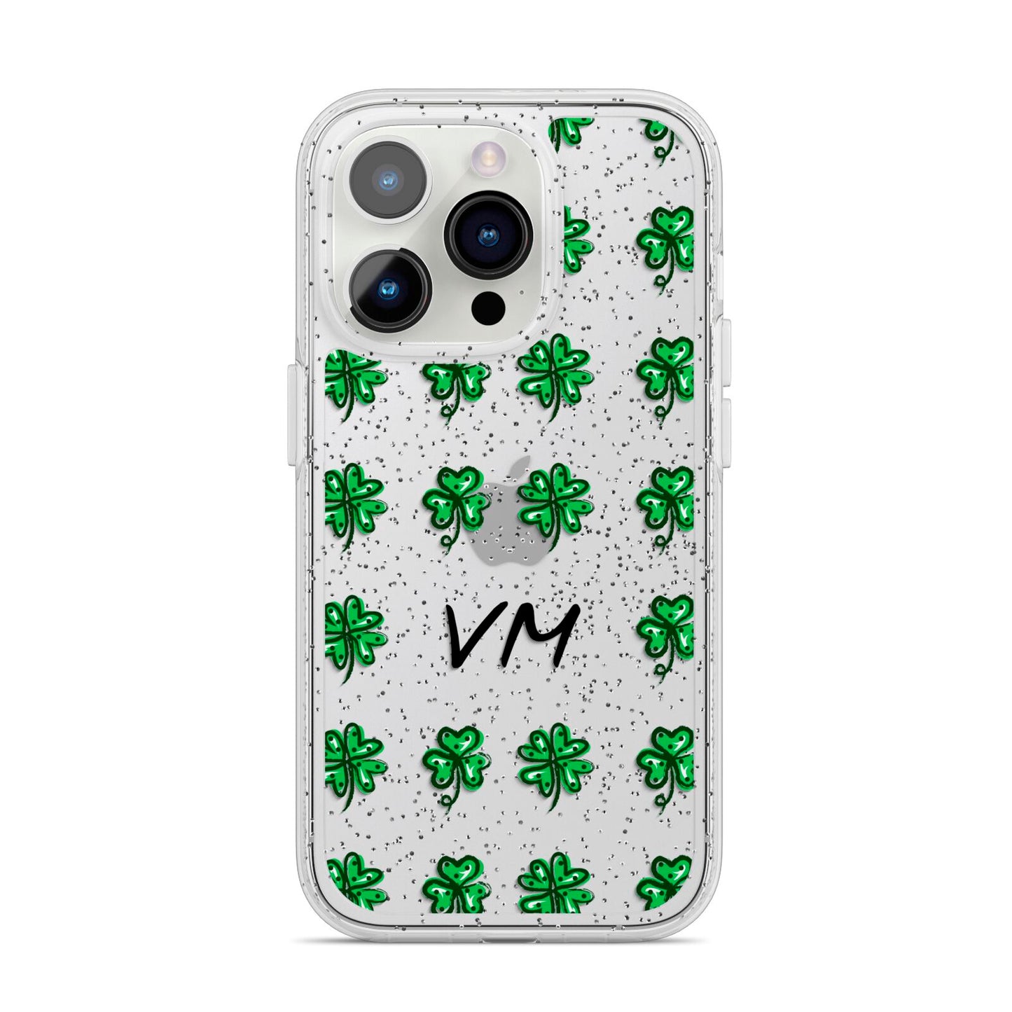 Custom Shamrocks iPhone 14 Pro Glitter Tough Case Silver