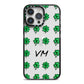 Custom Shamrocks iPhone 14 Pro Max Black Impact Case on Silver phone