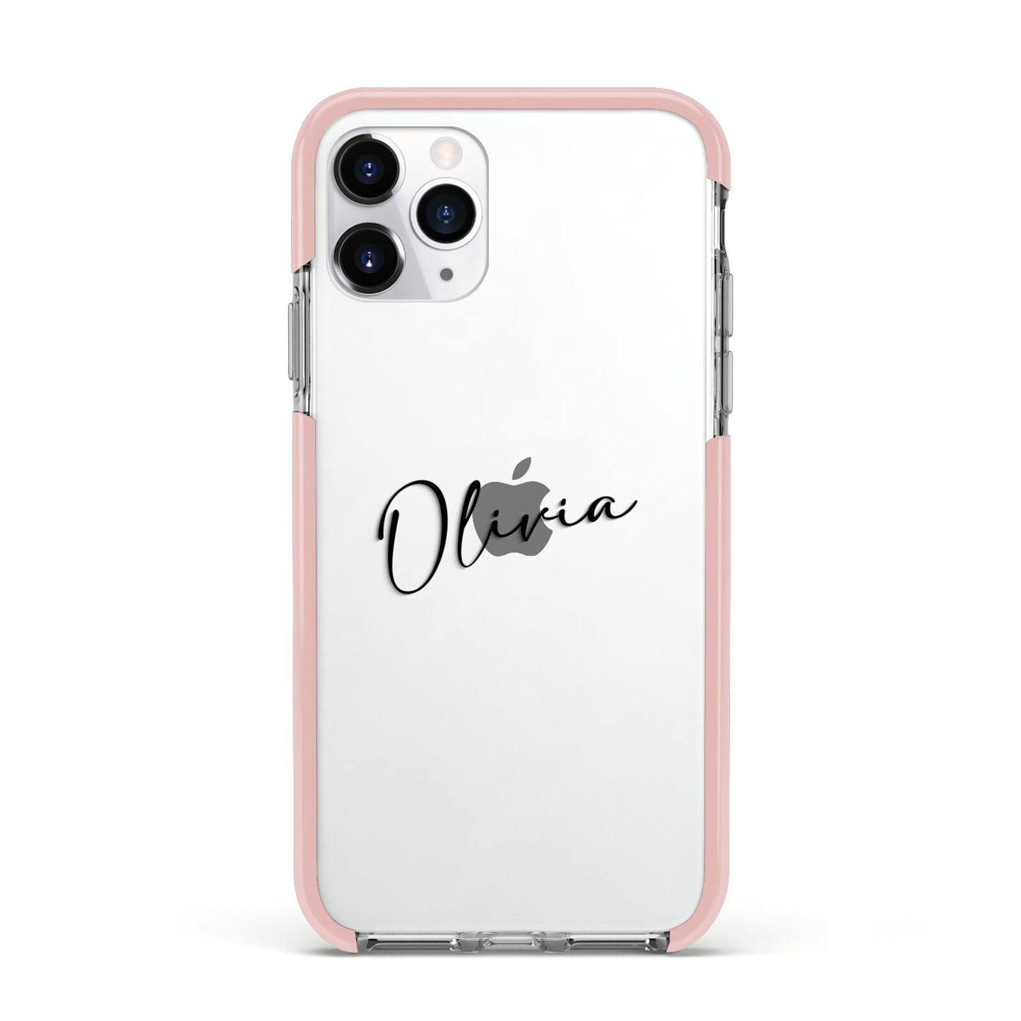 Custom Signature Apple iPhone 11 Pro in Silver with Pink Impact Case