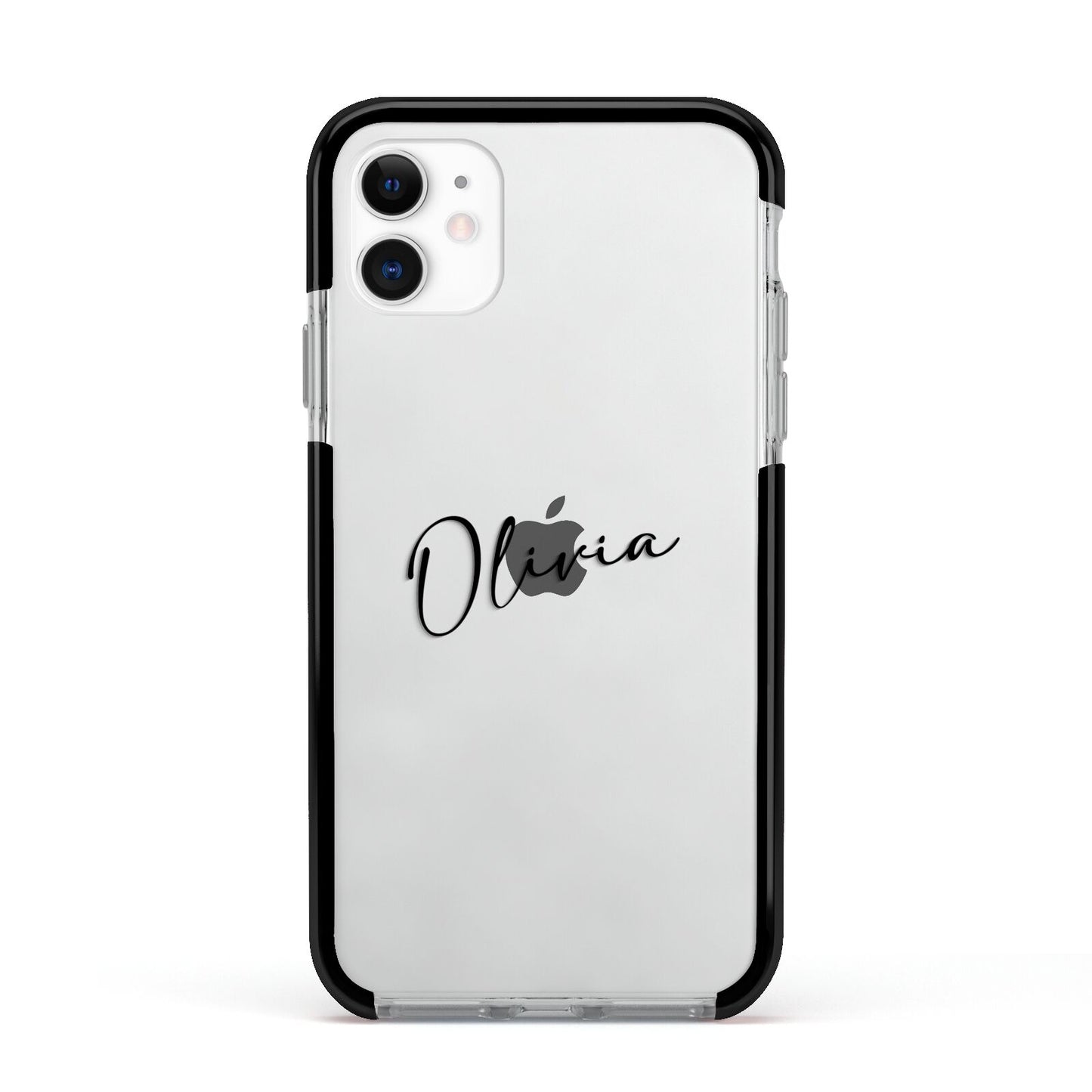 Custom Signature Apple iPhone 11 in White with Black Impact Case