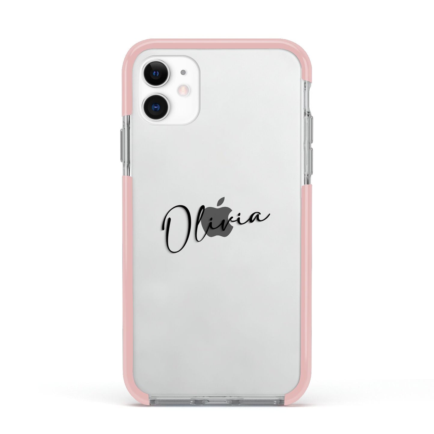 Custom Signature Apple iPhone 11 in White with Pink Impact Case