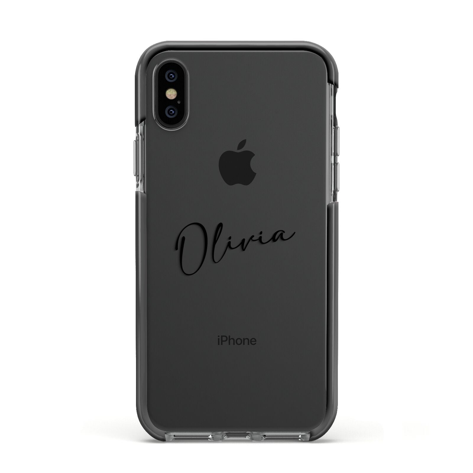 Custom Signature Apple iPhone Xs Impact Case Black Edge on Black Phone